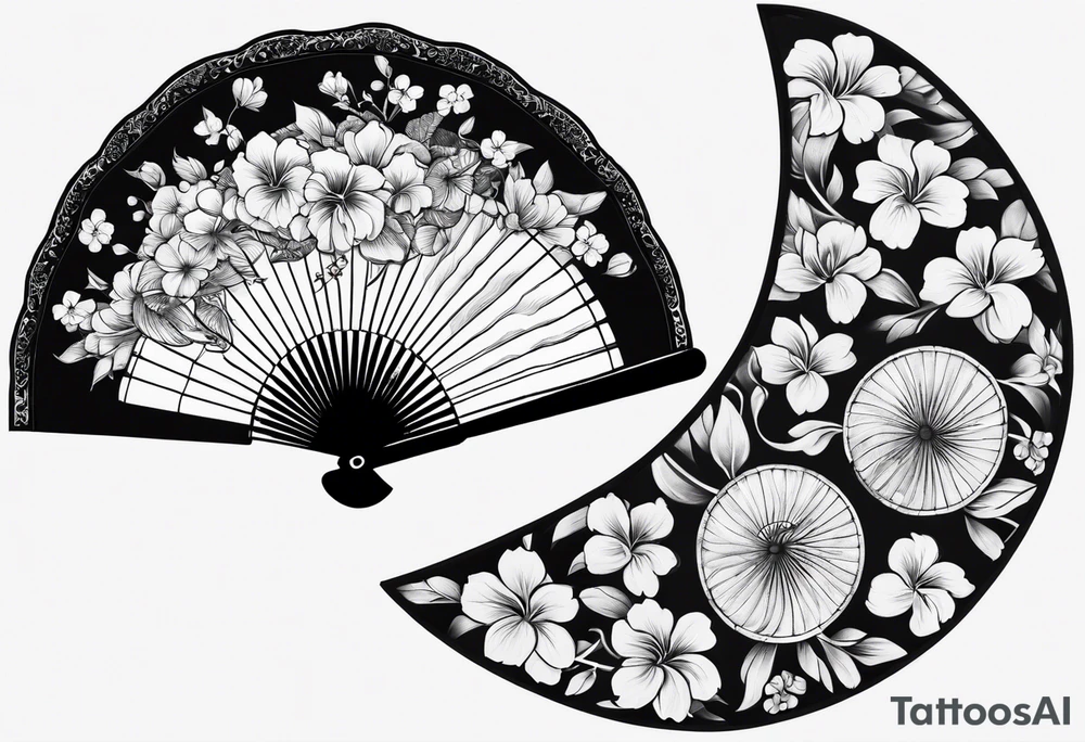 Black Japanese fan tattoo idea
