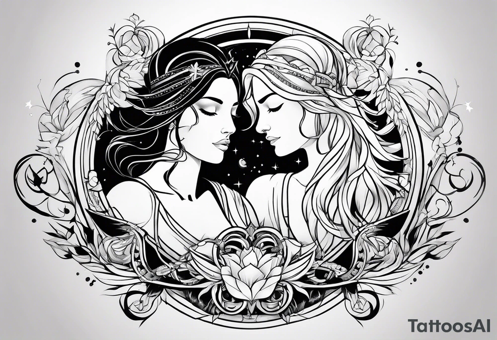 Virgo and Sagittarius zodiac signs combined tattoo idea