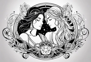 Virgo and Sagittarius zodiac signs combined tattoo idea