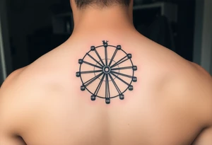 A Ferris wheel with tiny figures climbing it, representing Tris and Four’s iconic moment of trust and bravery, representing movie Divergent tattoo idea