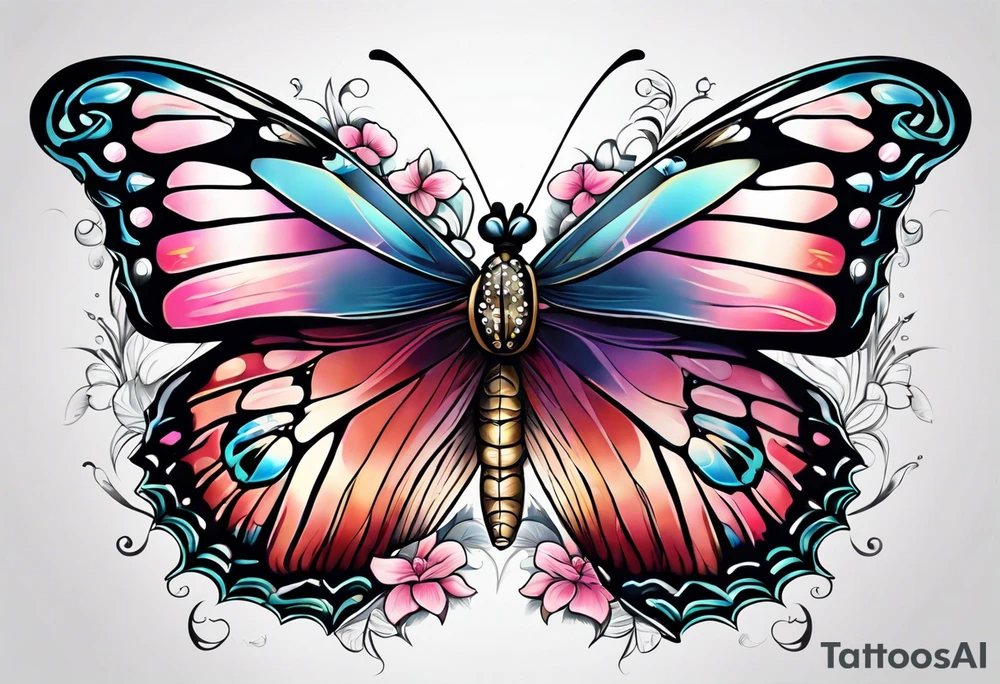 animal butterfly , flower tattoo idea