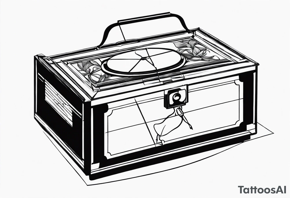 old music box with a floating ballerina tattoo idea