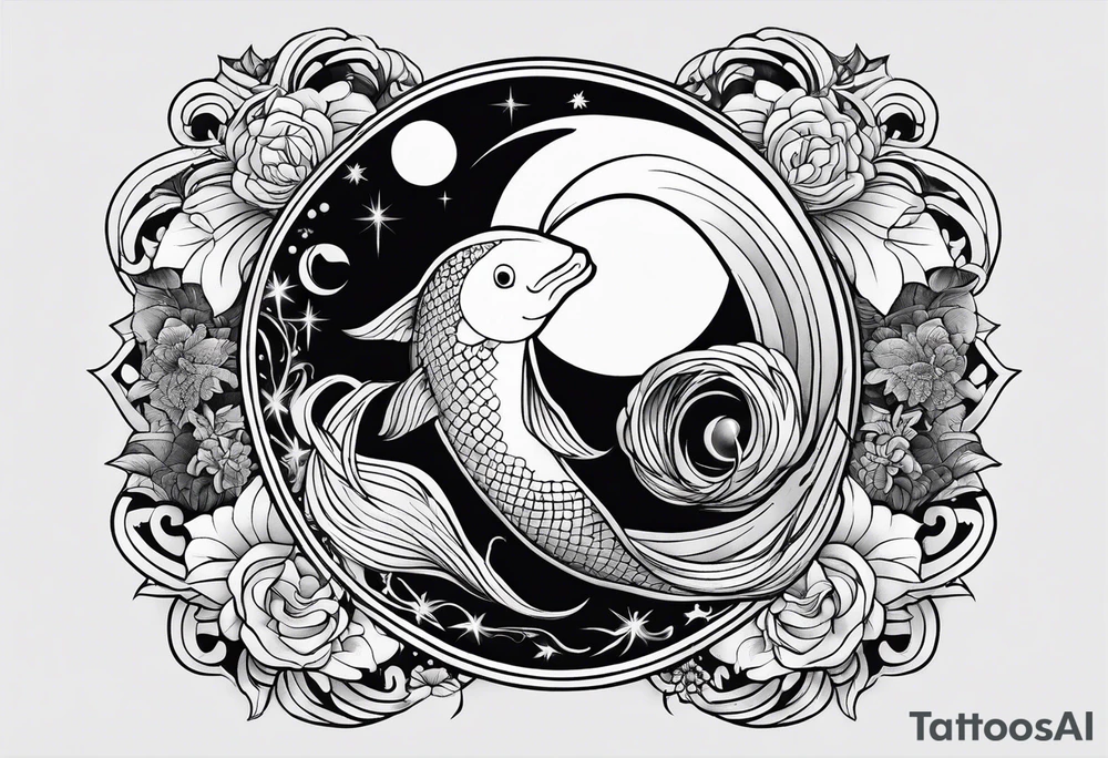 Pisces symbol in a full moon tattoo idea