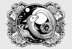 Pisces symbol in a full moon tattoo idea