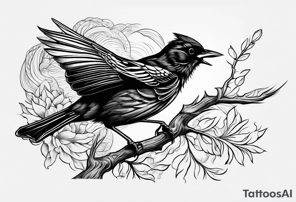 Redwing Blackbird in flight 
for Back tattoo idea