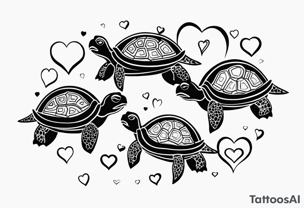 turtles and hearts tattoo idea