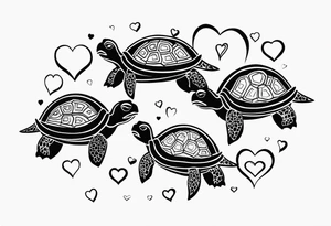 turtles and hearts tattoo idea