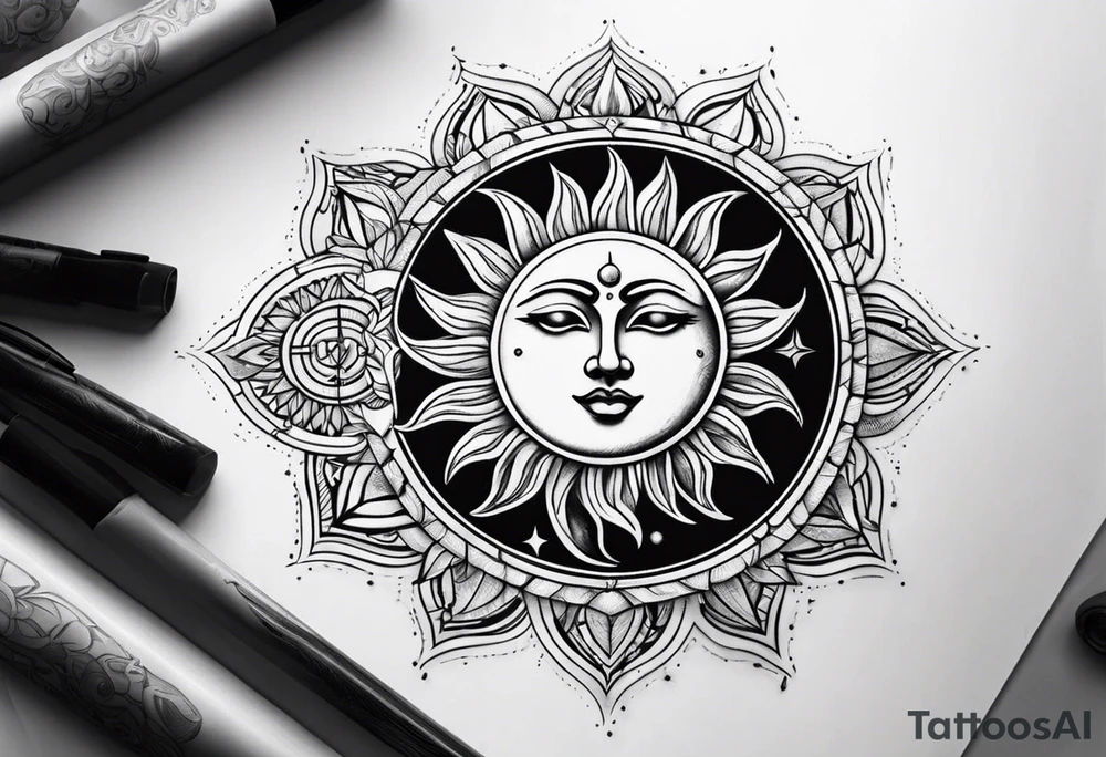 Sun and moon tattoo idea