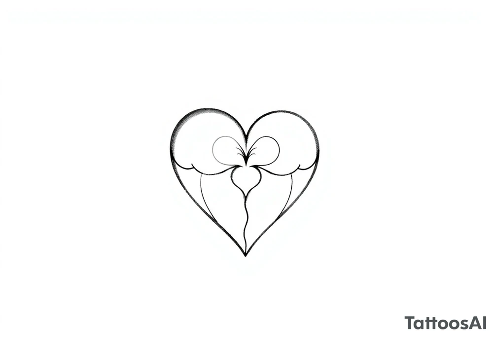 Heart and moon combination tattoo idea