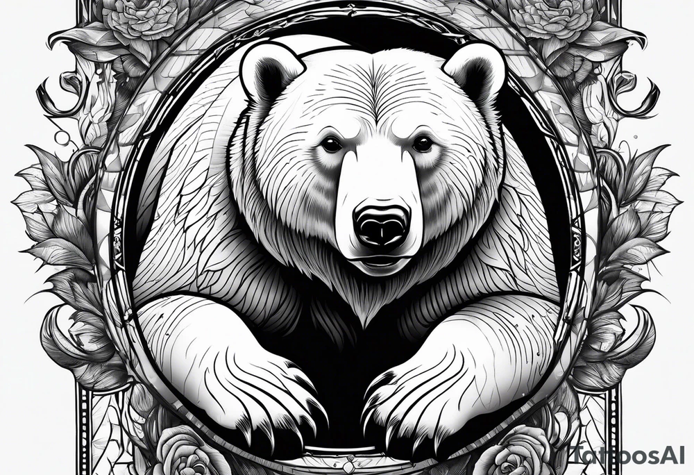 polar bear working in a bank tattoo idea