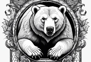 polar bear working in a bank tattoo idea