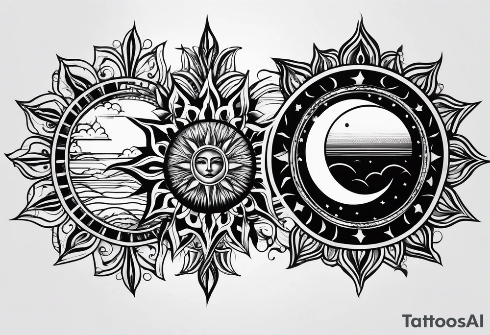 Negative space sun tattoo idea