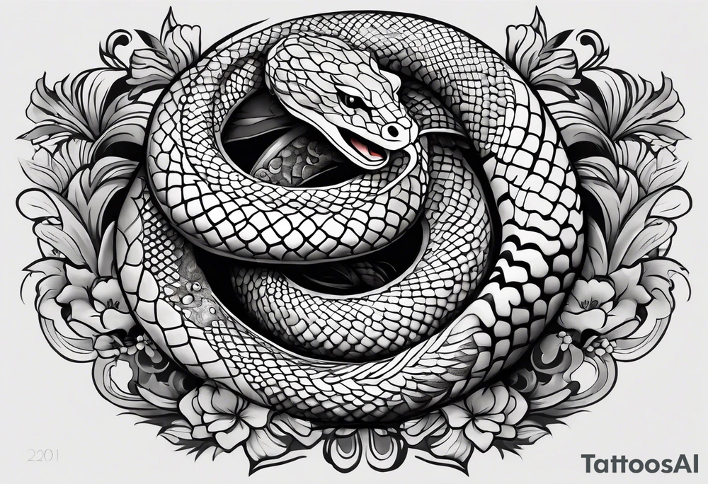 Snake tattoo for placement down along the spine with the head positioned at the bottom in japanese style to symbolise a journey of healing tattoo idea