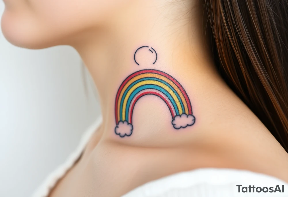 A rainbow with a halo above it to honour a rainbow baby tattoo idea