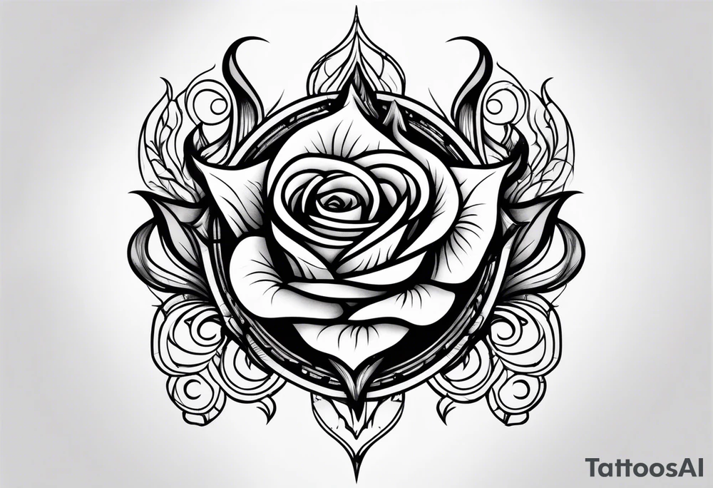 Flames,rose, Lucifer Symbol tattoo idea