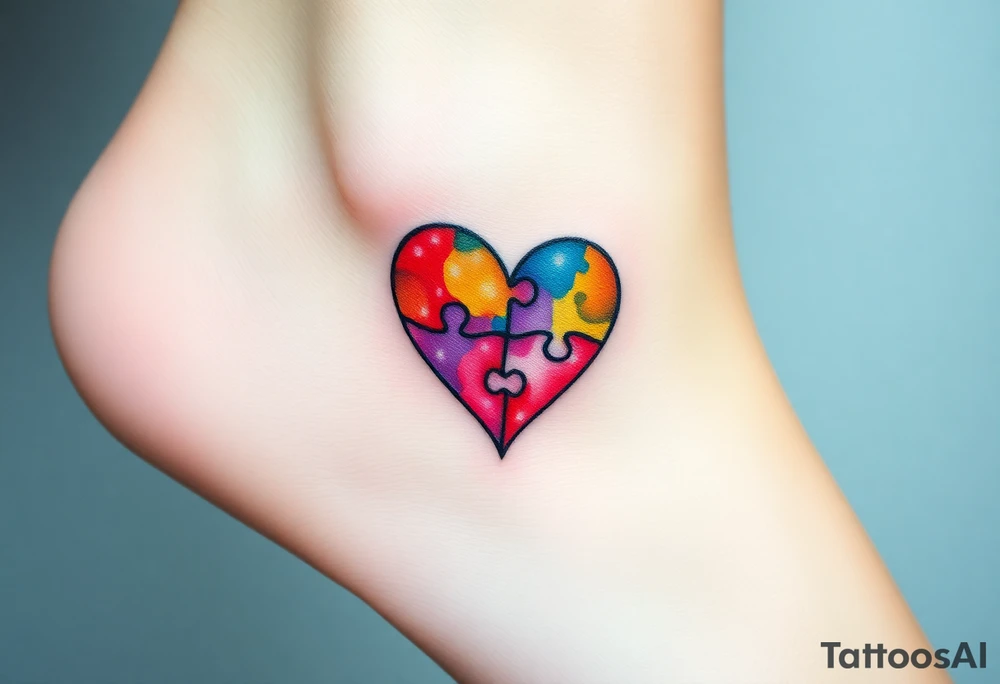 autism heart puzzle shape symbol tattoo idea