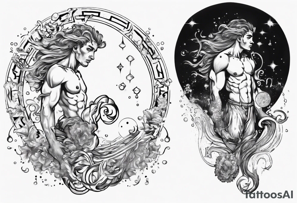 The Zodiac sign Aquarius in Human male form . tattoo idea