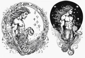 The Zodiac sign Aquarius in Human male form . tattoo idea