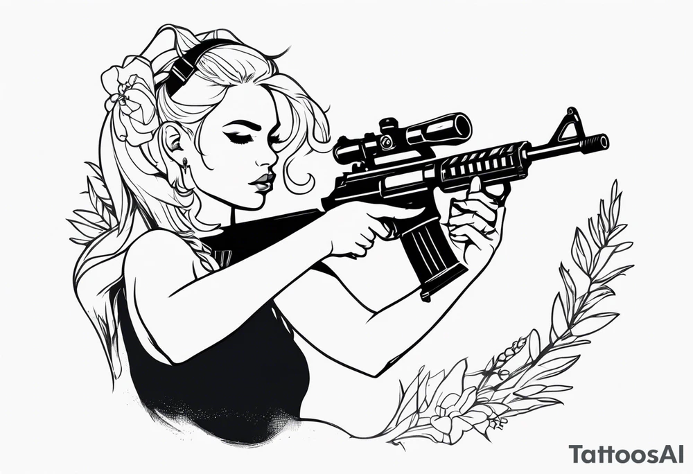 capricorn girl with gun tattoo idea
