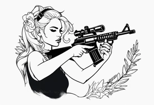 capricorn girl with gun tattoo idea