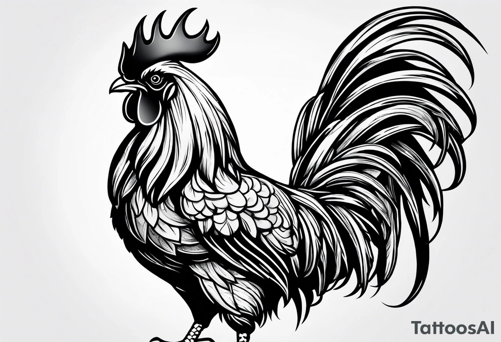 rooster holding a machine gun tattoo idea
