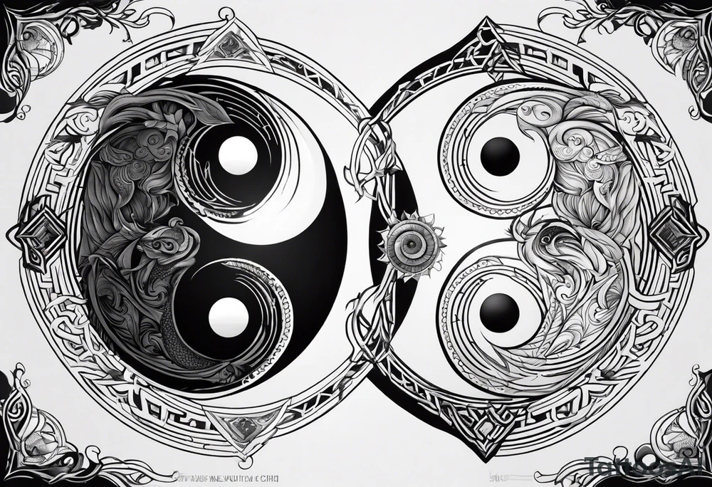 Ying yang made by wolfes tattoo idea