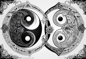 Ying yang made by wolfes tattoo idea