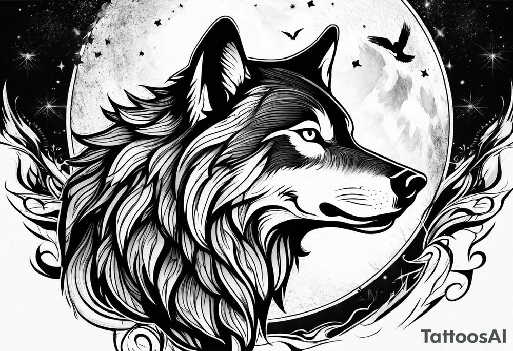 Howling wolf tattoo idea