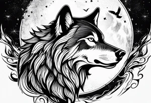 Howling wolf tattoo idea