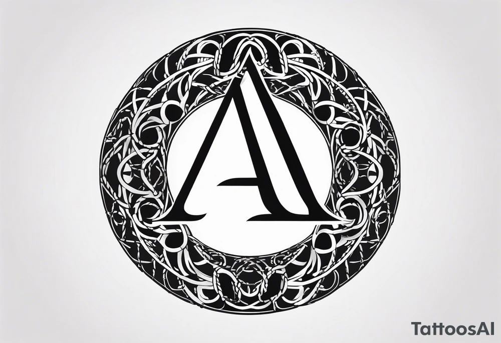 Δ inside a circle made from chain and rope elements. tattoo idea