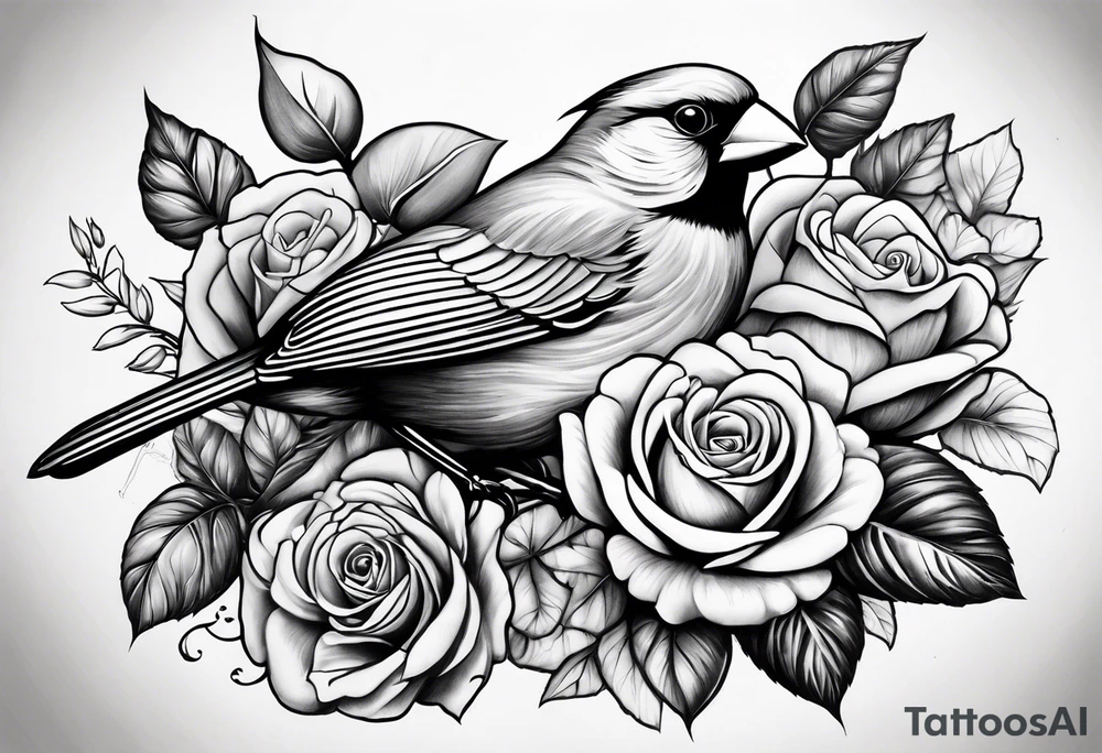 breast cancer memorial right forearm tattoo incorporating roses and a cardinal into the tattoo tattoo idea