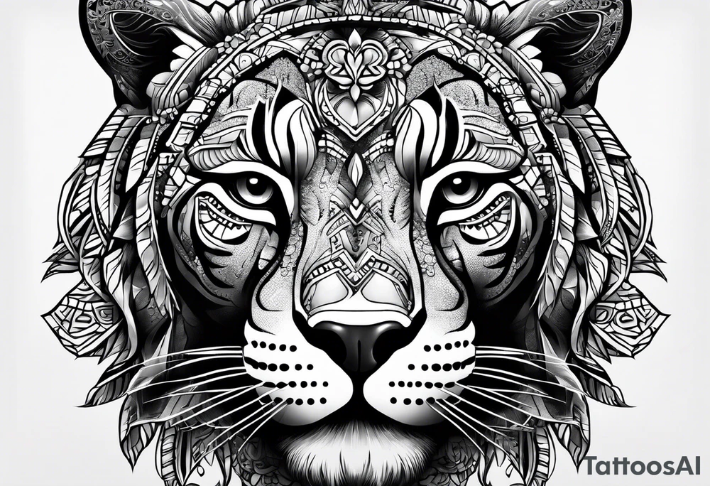 aztec black jaguar sitting tattoo idea