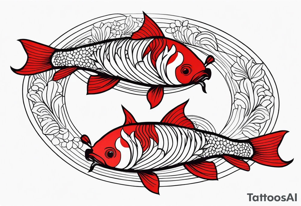 2 red koi fishes tattoo idea