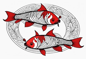 2 red koi fishes tattoo idea