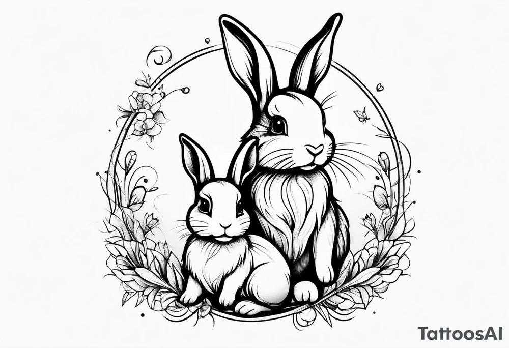 Mum and baby bunny tattoo idea