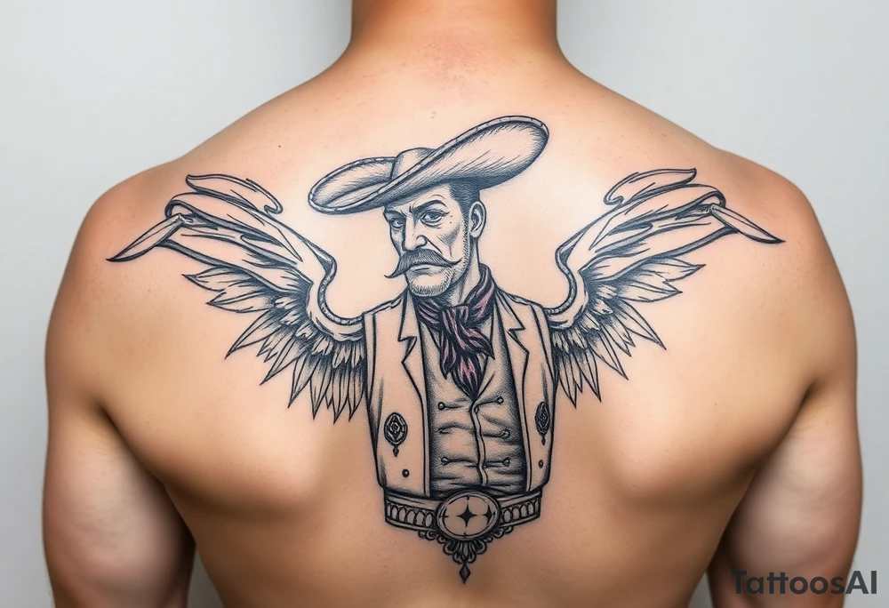 Charro negro in American traditional style tattoo idea