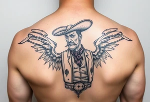 Charro negro in American traditional style tattoo idea