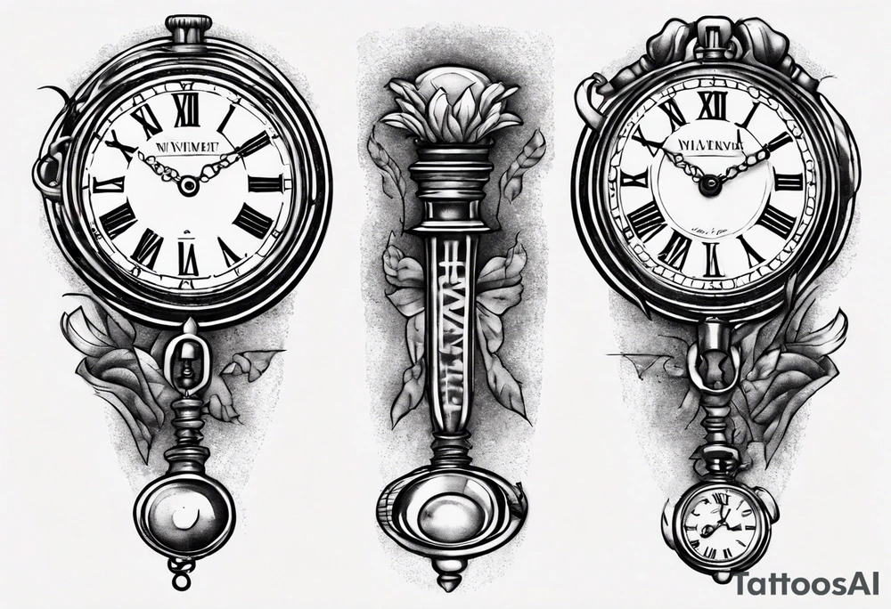 Roman numeral 4 on antient pocket watch tattoo idea