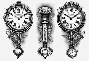 Roman numeral 4 on antient pocket watch tattoo idea