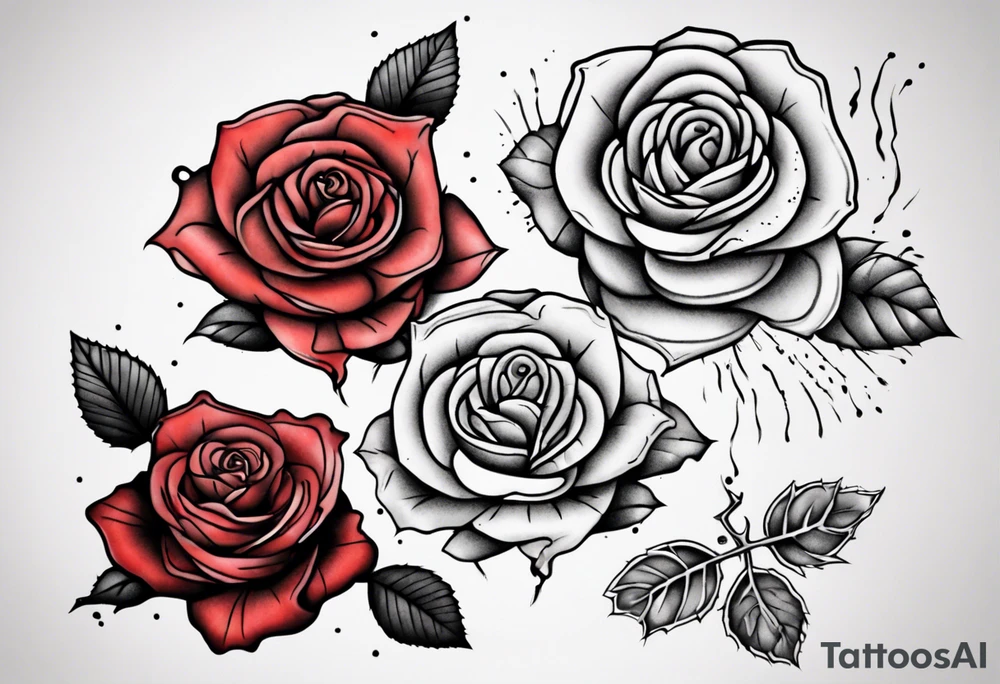 simple bleeding rose, fine line tattoo idea
