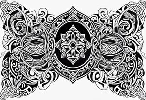 maori mixed with celtic band for around an arm, incorporating the word love tattoo idea