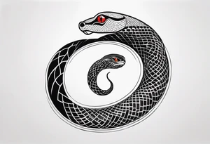 Snake tattoo for placement down the spine with the head positioned at the bottom to symbolise a journey of healing with a slight incorporation of yin yang tattoo idea