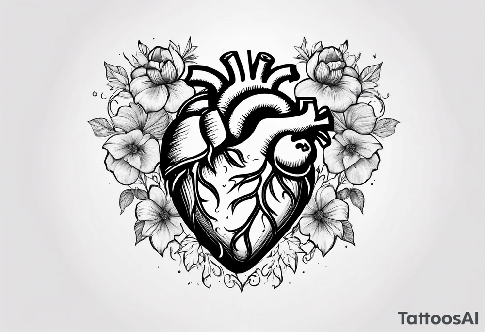 Heart with flowers that says adam 12 tattoo idea