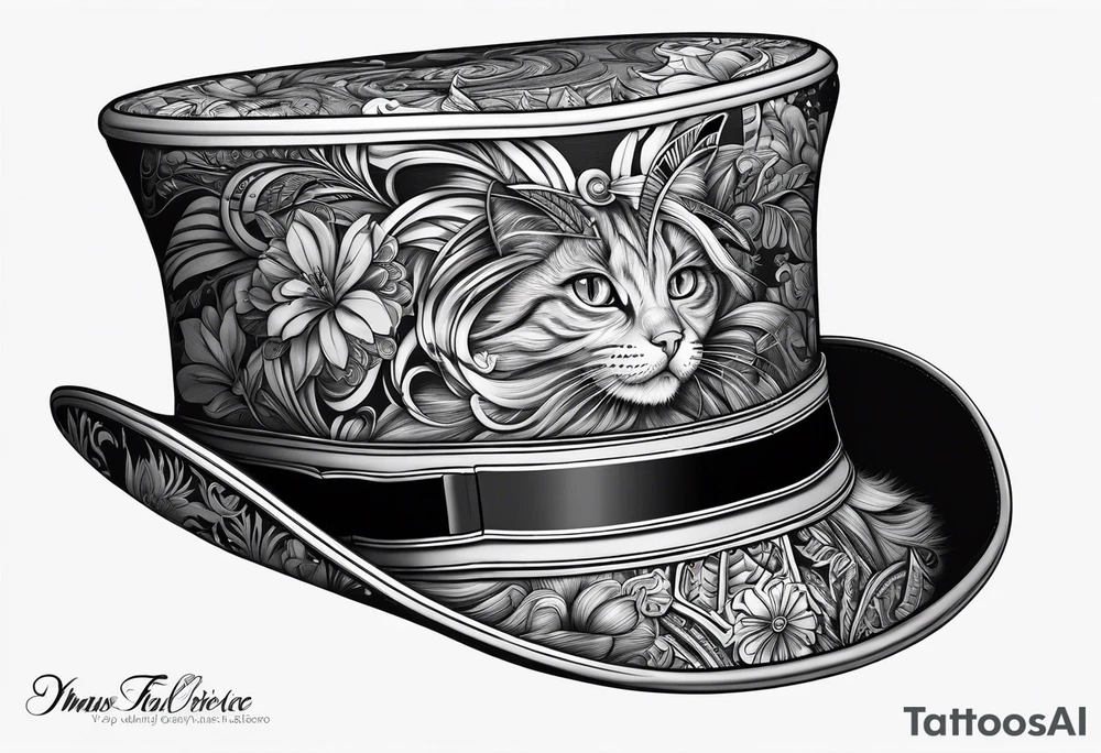 Hat on cat tattoo idea