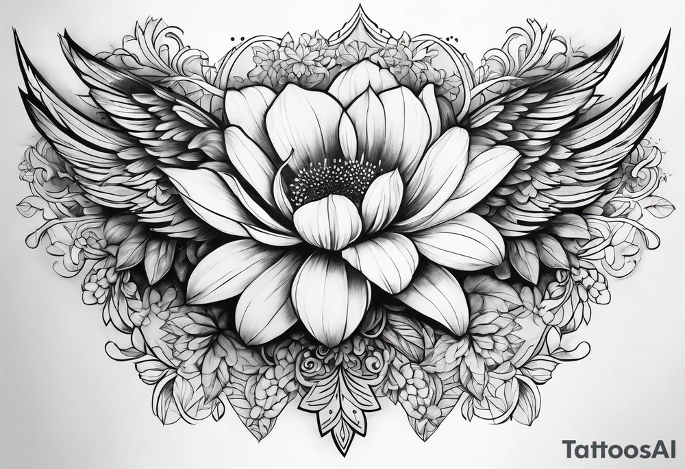 wing, flower, tattoo idea
