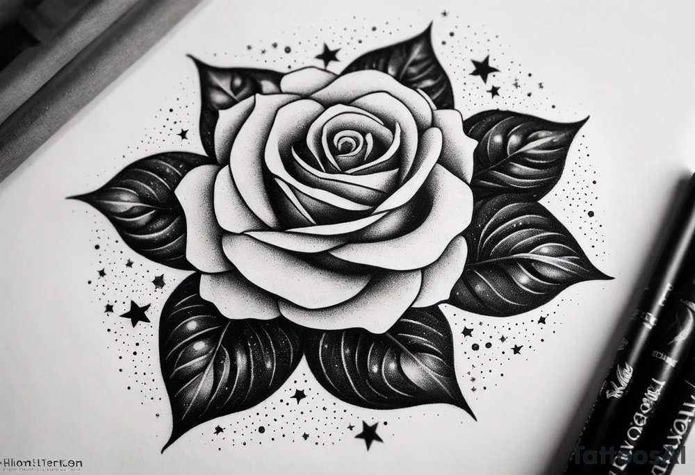 Tesseract and stars and roses tattoo idea
