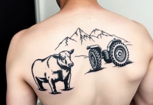 massey Ferguson tractor cow and mountian tattoo idea