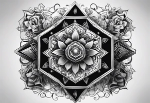 hexagon chest vertical tattoo idea