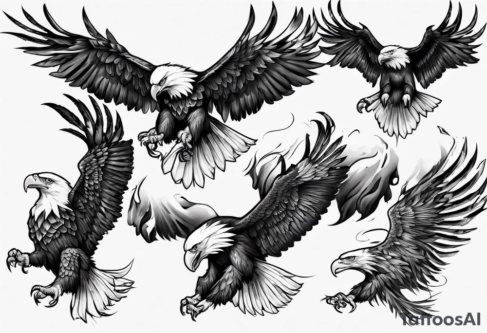 head first bald eagle tattoo idea