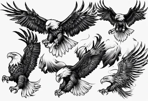 head first bald eagle tattoo idea